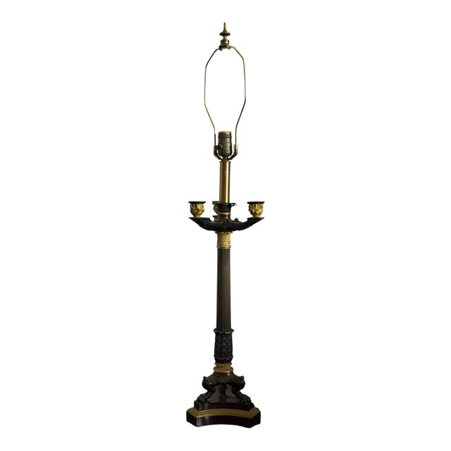 Antique Empire French Bronze Candelabra Lamp For Sale