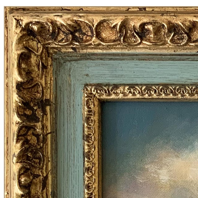 Various Artists Contemporary Cloud Oil Painting in Vintage Painted Frame For Sale - Image 4 of 6