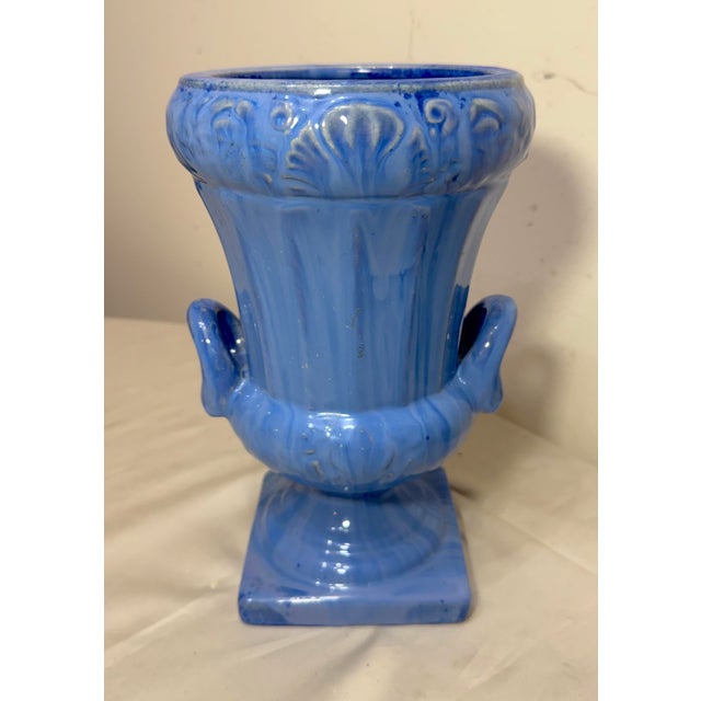 This wonderful antique blue drip glaze urn by Fulper from the early 20th century is a stunning piece of decorative...