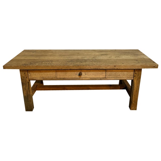 Large Coffee Table in Bleached Oak, 1900 For Sale