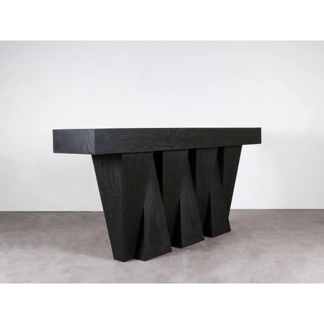 Antites console by lucas morten limited edition of 15 + 1 ap signed dimensions: d40 x w240 x h90 cm material: hand-waxed...