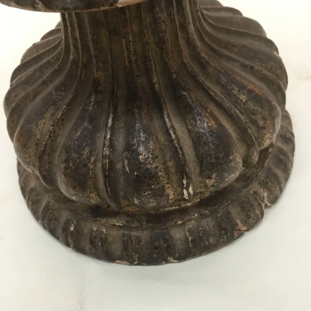 Brown Late 19th Century Carved Wood and Gilt Italian Candlestick Table Lamp For Sale - Image 8 of 9