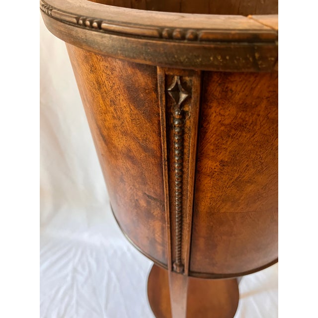 Antique Burl Wood Edwardian Plant Stand W/Copper Insert For Sale - Image 9 of 18