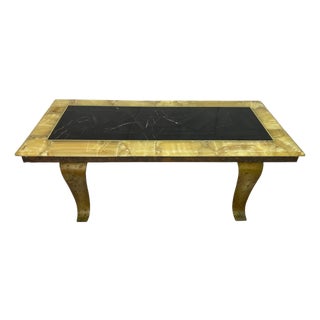 1960s Arturo Pani for Muller Black & Honey Onyx Coffee Table With Bronze Base, Mexico For Sale