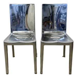 Philippe Starck Polished Aluminum "Hudson" Chairs for Emco - A Pair