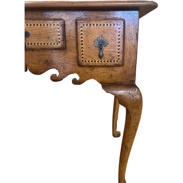 Wood Mid 20th C Made English Queen Anne Lowboy Made From 15th C Cathedral Roof Timbers For Sale - Image 7 of 9