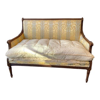 1960s French Style Louis XVI Carved Wood Settee For Sale