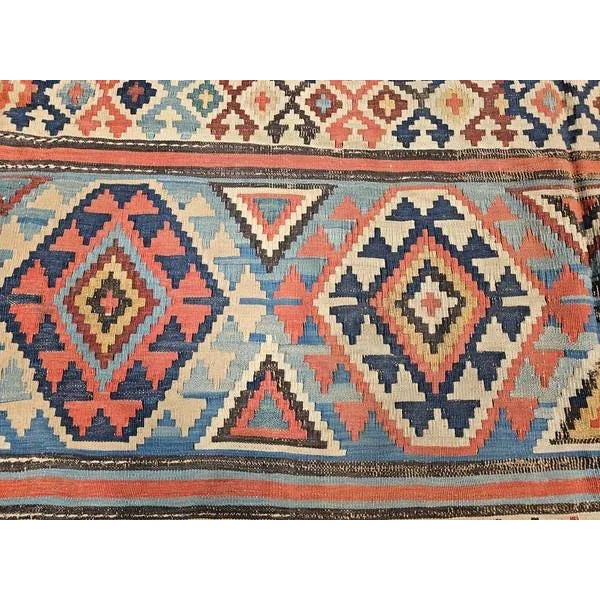 Antique Caucasian Kazak Kilim, Wool Flatweave, Geometric Design, 1890s For Sale - Image 10 of 12