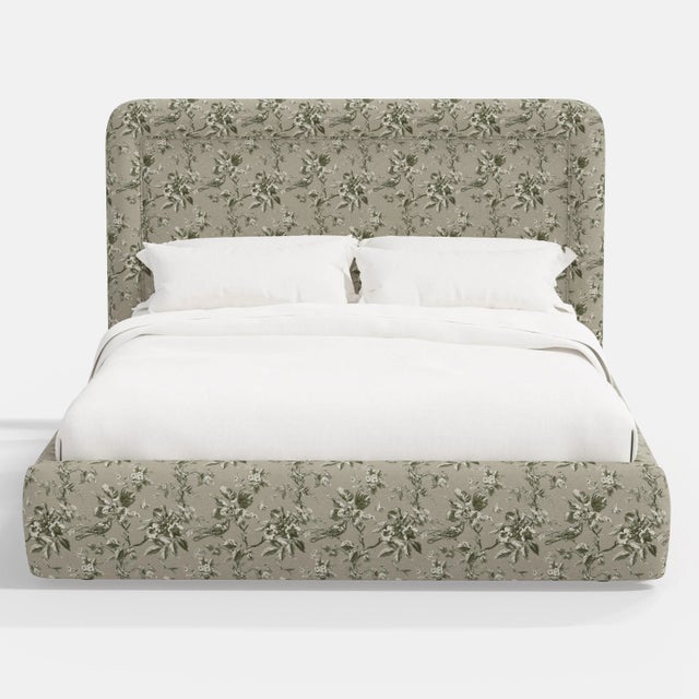 Cloth & Company Stoffer Home x Cloth & Company Marisa Platform Bed in Michigan Bird Toile Olive - Twin For Sale - Image 4 of 7