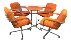 Milo Baughman Style Dining Table and Chairs - Set of 5