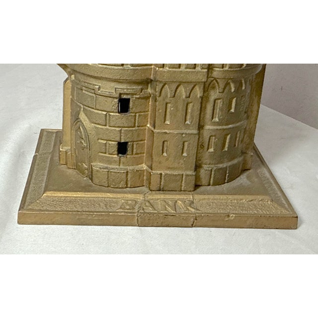 Rare Antique 1910 John Harper & Co. Castle With Two Towers Cast Iron Still Bank For Sale - Image 4 of 12