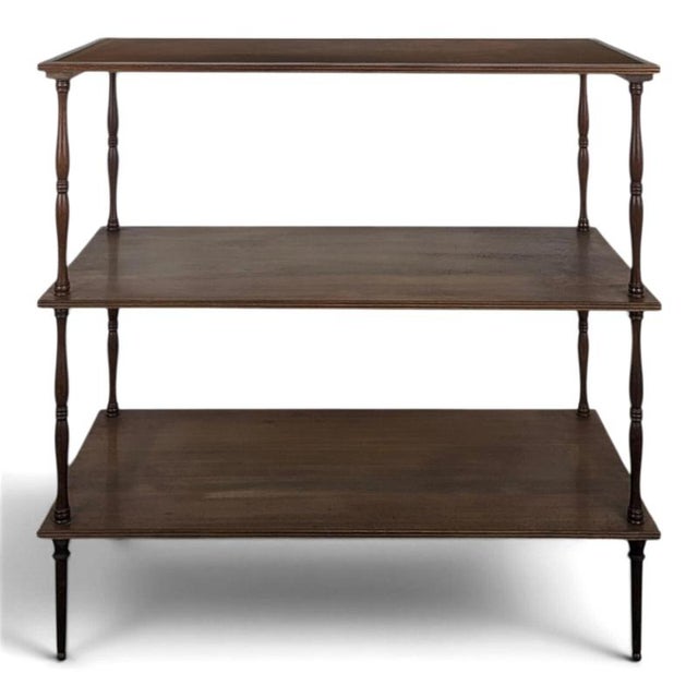 Animal Skin Mahogany and Leather 3-Tier Shelf with English-Style Columns For Sale - Image 7 of 7