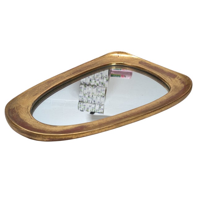 Wonderful vintage mirror made in Belgium for LaBarge Mirrors of Holland, Michigan. Measures 10x15". Gilt polished gold...