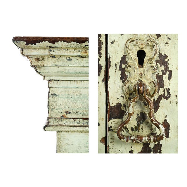 Glass Cabinet with Shelf and 2 Drawers in Patinated Wood, 1940s For Sale - Image 5 of 6