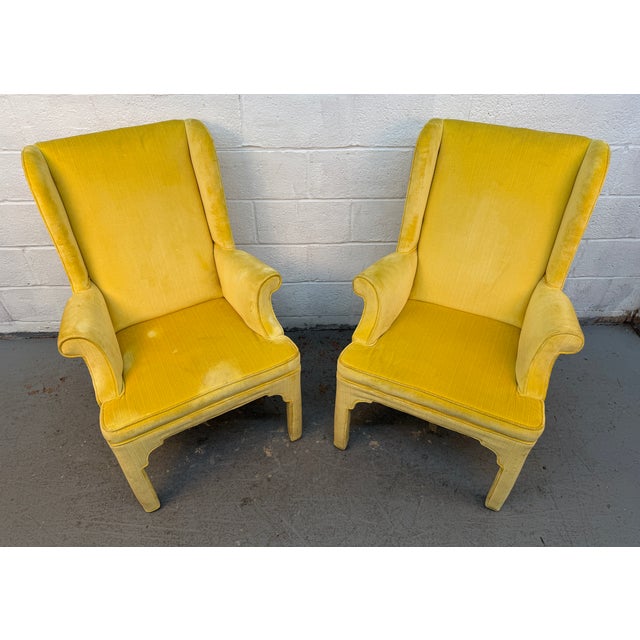 Hollywood Regency Pair of Vintage Hollywood Regency Style Wingback Armchairs by Beachley For Sale - Image 3 of 15