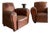 Pair of Two Vintage Oversized French Leather Club Chairs For Sale