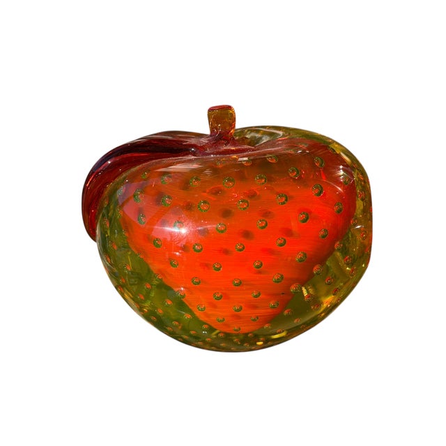 Mid-Century Modern Pair of Alfredo Barbini Murano Italian Art Glass Fruit Paperweight Bookends For Sale - Image 3 of 4