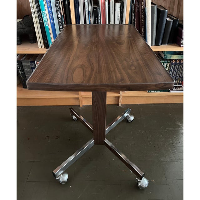 1970s Mid Century Side Table Cart For Sale - Image 5 of 7
