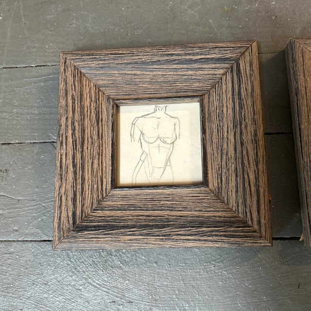 Art Deco Two 1940’s Original Art Deco Nude Figure Study Drawings- Set of Two For Sale - Image 3 of 4