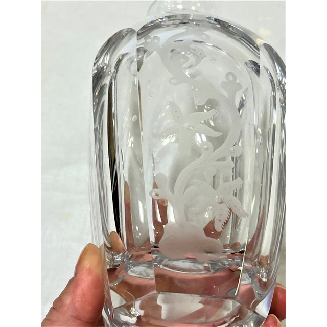 Vintage Signed and Numbered Etched Crystal Decanter With Stopper For Sale - Image 9 of 13