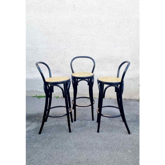 Mid-Century Modern Bentwood Bar Stools, 1980s, Set of 3, in Very Good conditions. Designed 1920 to 1949