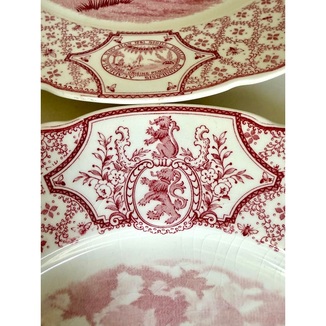 1931 Royal Cauldon Phillips Exeter Academy Pink Transferware Plates, Set of 4 For Sale - Image 4 of 10