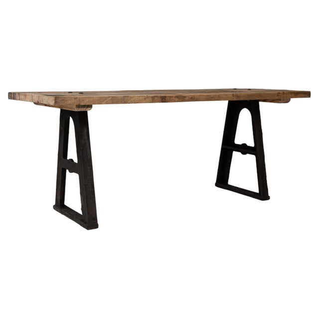 Brown Early 20th Century French Industrial Table For Sale - Image 8 of 18