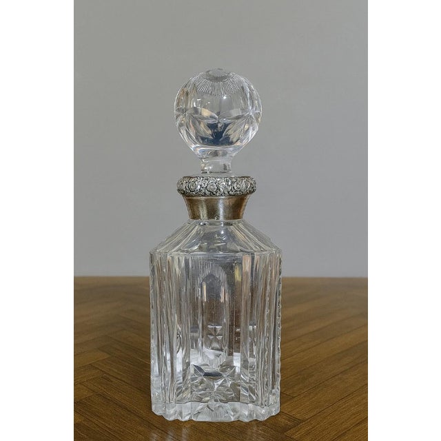 Antique Cut Crystal Decanter Silver Mount, 1930s For Sale - Image 8 of 8