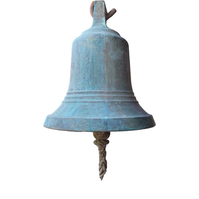 Antique French Bronze Bell with Clapper For Sale