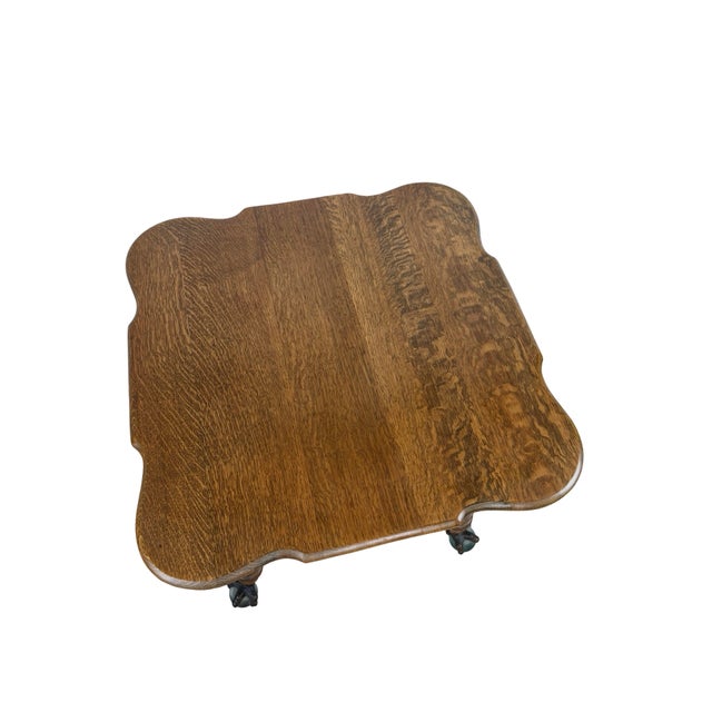 Early 20th Century Tiger Oak Barley Twist Table With Glass Ball & Claw Feet For Sale - Image 16 of 17
