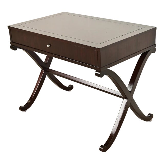 Barbara Barry for Baker Furniture Modern Regency Mahogany Side Table or Nightstand For Sale