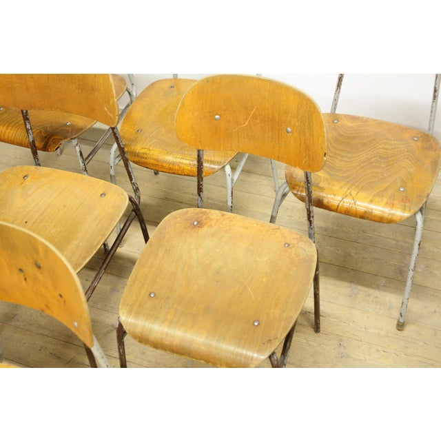 Vintage Industrial School Chairs, 1970s, Set of 6 For Sale - Image 4 of 14