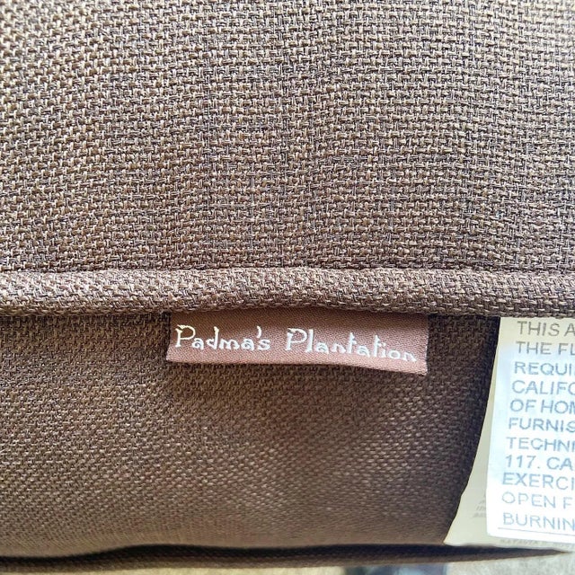 Wood Boho Chic Wicker Arm Chairs With Brown Cushions For Sale - Image 7 of 10