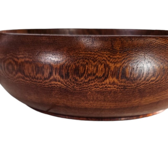 Brown Hand Turned Wood Salad Bowl & 6 Bowls 9.375" For Sale - Image 8 of 10