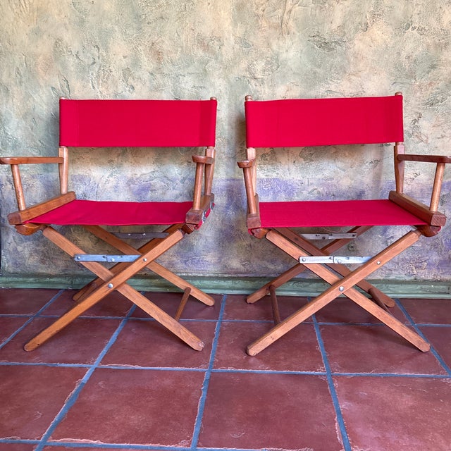 1960s Director’s Chair by Gold Medal Furniture Company Racine WI-a matching pair Original maker's tag retained. Maple...