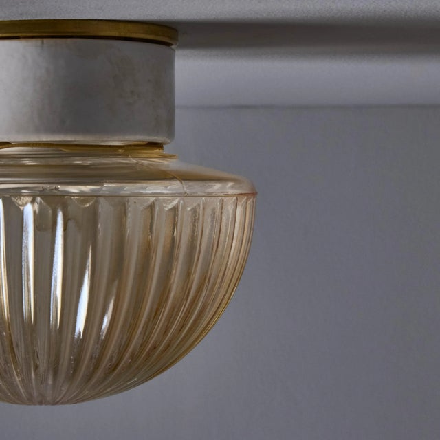 1960s Swedish Modern Pressed Glass & Porcelain Wall or Ceiling Lamp For Sale - Image 11 of 13