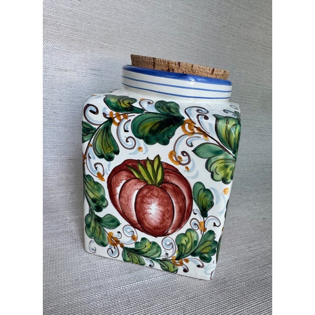 Tuscan Italian Hand Painted Ceramic Canister For Sale - Image 3 of 4