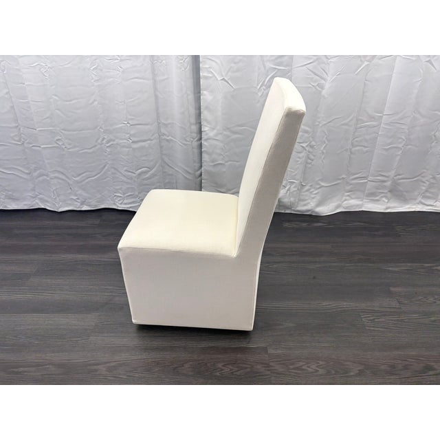 Rh Ellison High-Back Fabric Dining Side Chair Performance Linen Weave — Natural Recessed Caster Base For Sale In Columbus - Image 6 of 13