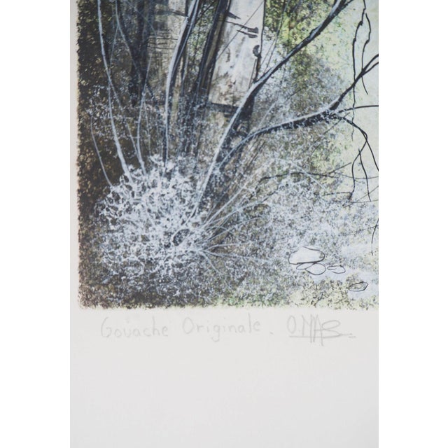 Olivier Mas House under the Snow Original gouache Signed bottom right On cardboard paper Dimensions: 65 x 50 cm Excellent...