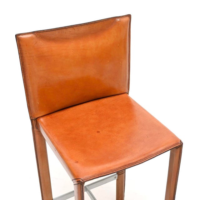 Animal Skin Vintage Italian Leather Bar Stools by Enrico Pellizzoni, 1980, Set of 2 For Sale - Image 7 of 11