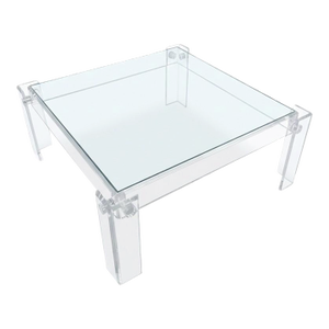 1970's Lucite Coffee Table With Glass Top