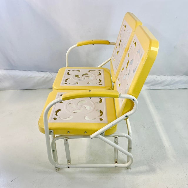 Metal 1970s Vintage Americana Boho Chic Glider Outdoor Loveseat. For Sale - Image 7 of 14