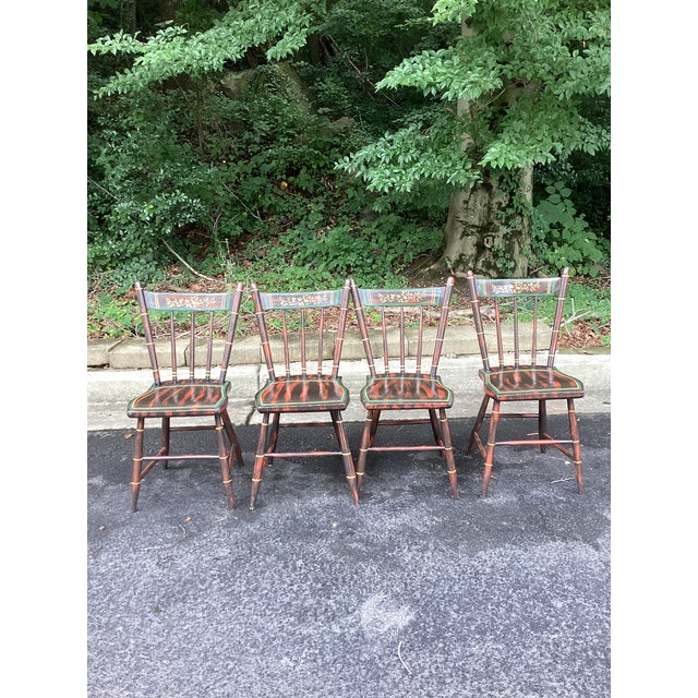 Vintage Hand-Painted Faux Bamboo Dining Chairs – Set of 4 For Sale In Atlanta - Image 6 of 7