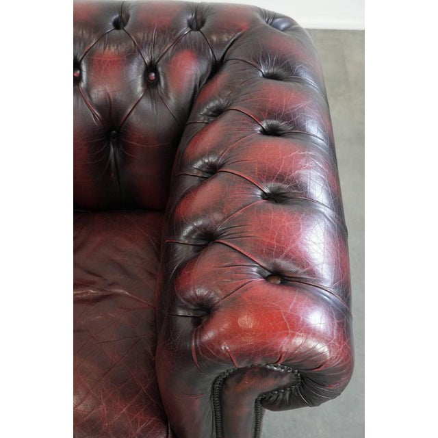 Brown English Chesterfield Leather Armchair on Wheels For Sale - Image 8 of 18