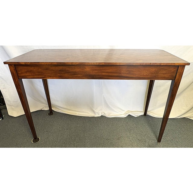 Theodore Alexander Mahogany Console Table With Center Drawer and Circular Pattern Apron For Sale - Image 12 of 17