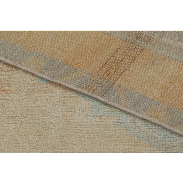 Textile Vintage Turkish Runner With Ice Blue Geometric Medallion Design - Rug & Kilim For Sale - Image 7 of 9