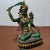 Glass 1940s Green Bodhisattva (Tara) Figurine Seated on Lotus Throne — Green & Gold Robes, Red Sashes For Sale - Image 7 of 9