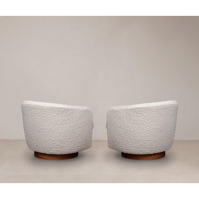 Wood Milo Baughman for Thayer Coggin Swivel Chairs - A Pair For Sale - Image 7 of 7