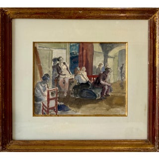 Maurice Brianchon, French Modernist Watercolor Painting Maurice Brianchon Paris Theater Backstage For Sale