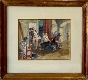Maurice Brianchon, French Modernist Watercolor Painting Maurice Brianchon Paris Theater Backstage